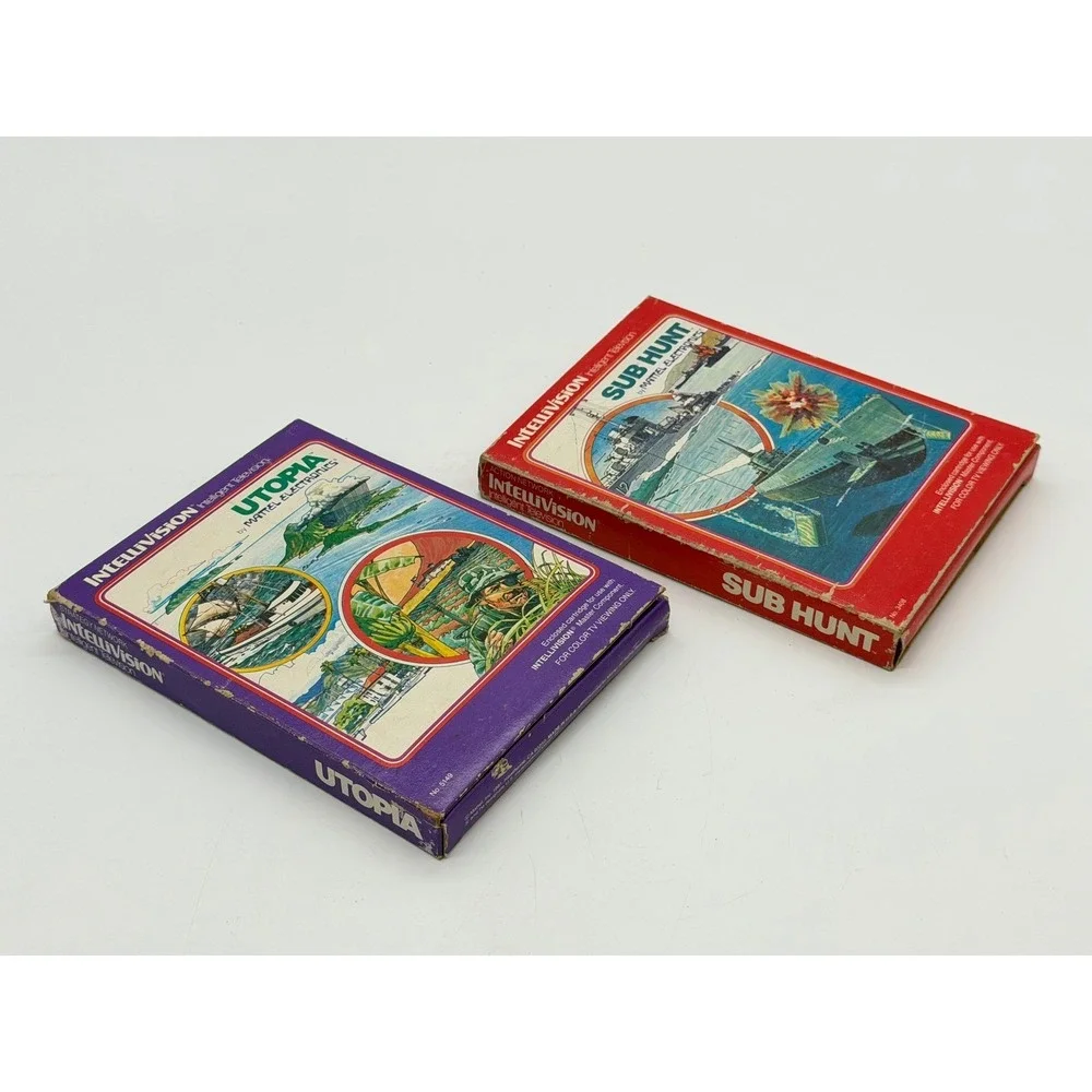 Mattel IntelliVision Sub Hunt & Utopia Strategy Simulation‎ Video Game Lot